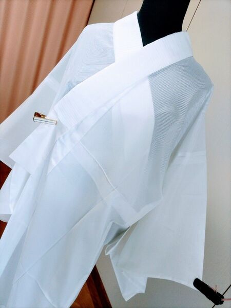 (B0202) 夏 絽の長襦袢 半襟 襟芯付き 身丈128 裄丈66