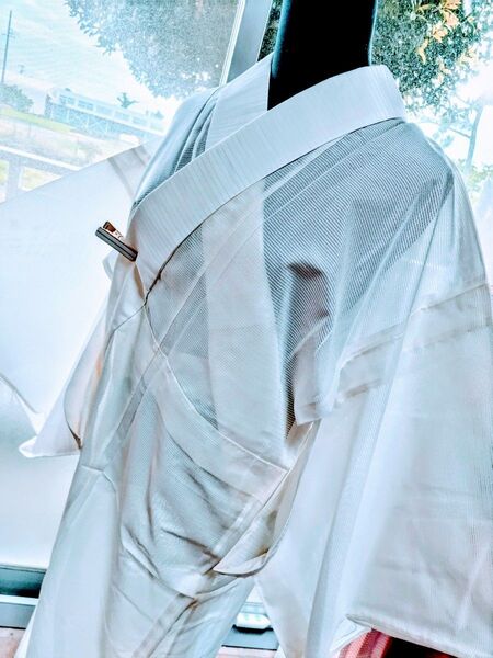 (キ012) 美品 夏 絽の長襦袢 半襟付き襟芯付き身丈125裄丈63