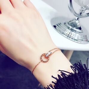 ブレスレット ピンクゴールド アクセサリー レディース サークル ラインストーン 上品 おしゃれ プレゼント ギフト 誕生日