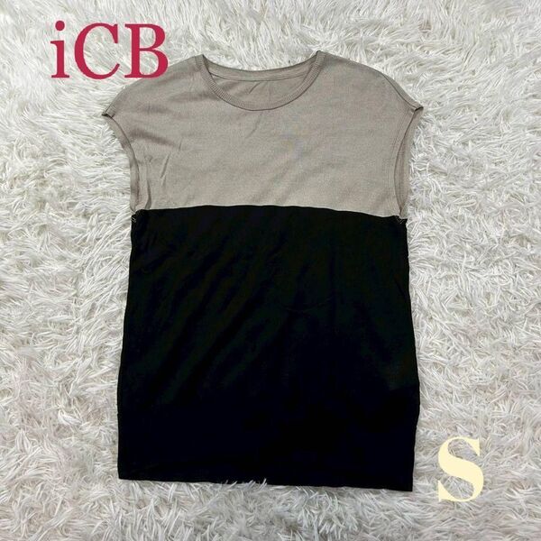【古着】 iCB バイカラー ニット トップス ノースリーブ S レディース 29