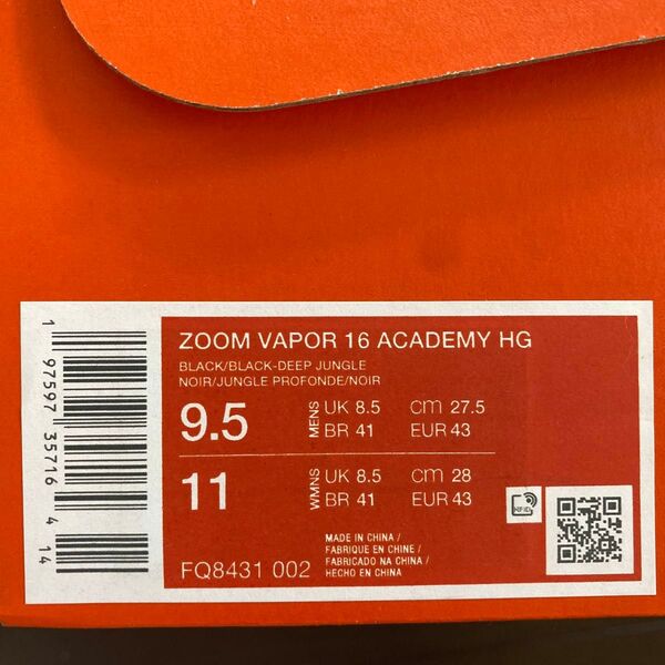 Nike サッカースパイク 27.5cm ZOOM VAPOR 16 ACADEMY HG