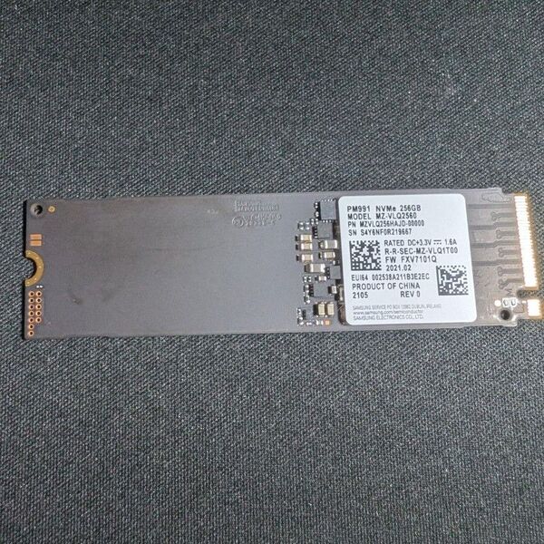 【3078時間】【1121回】Samsung PM991 NVMe SSD 256GB MZ-VLQ2560 正常