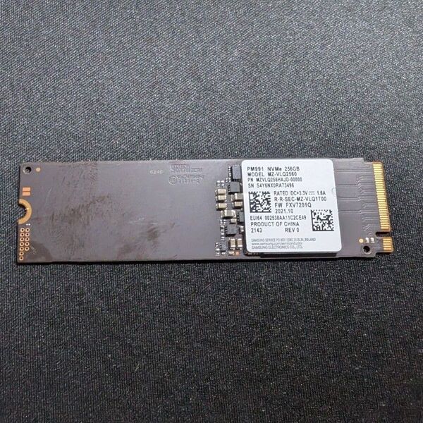 【2267時間】【1191回】Samsung PM991 NVMe SSD 256GB MZ-VLQ2560 正常