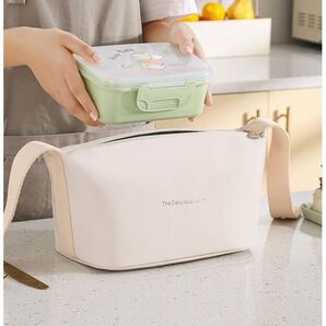 ランチバッグ レディース かわいいランチバッグ 撥水保温ランチボックス 日常バッグ スモールランチバッグ (クリーム)