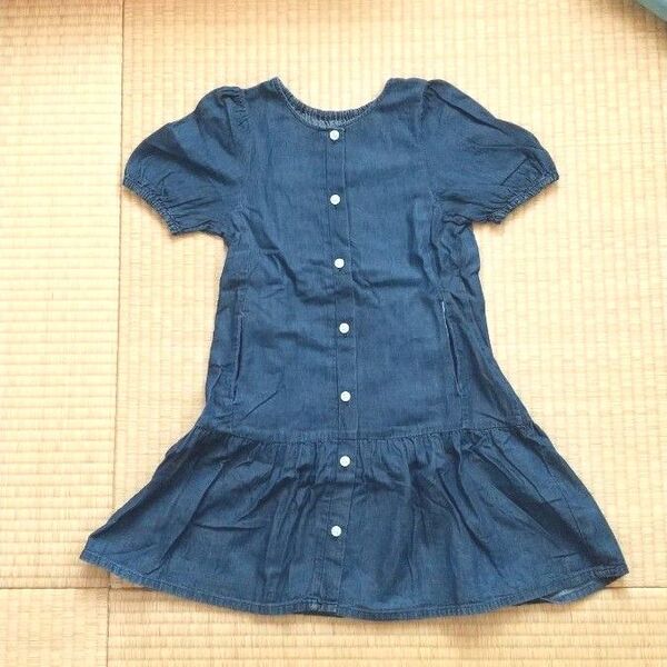 子供服 GU 半袖 ワンピース 130cm ブルー
