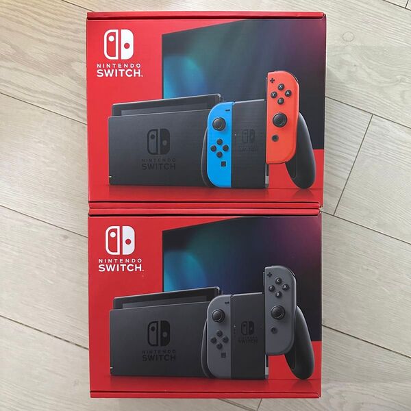 【新品未使用】Nintendo Switch 本体 ネオンブルー・ネオンレッド、グレー 2台セット