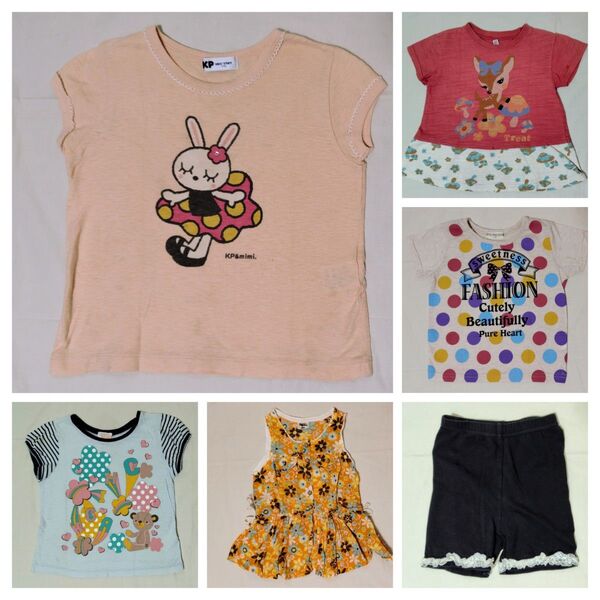 110 女の子 夏服 6枚セット まとめ売り 半袖Tシャツ くろぱん kp