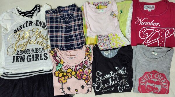 7枚セット 女の子130夏服 半袖Tシャツ チュニック jenni キティちゃん KP ユニクロ anyfam gap まとめ売り