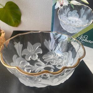 ADERIA GLASS 花柄ボウル Nature Collection ガラス サラダボウル 昭和レトロ