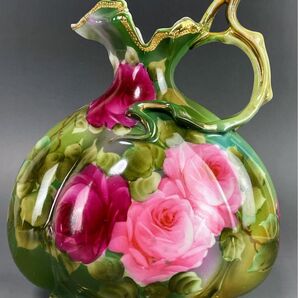 【美品】オールドノリタケ 22.8㎝ 薔薇文花瓶 金彩 バラ図 ばら 水差し