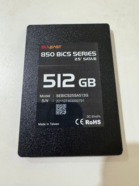 【使用61時間】 SSD 512GB SUNEAST SATA