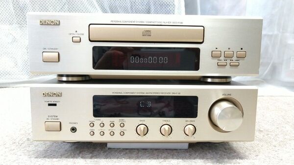 DENON高性能コンポ チューナーアンプDRA-F100 CDプレーヤーDCD-F100 貴重リモコン他付き! DE
