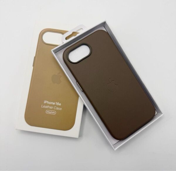 純正互換品-iPhone16e レザーケース- デザートチタニウム ブラウン