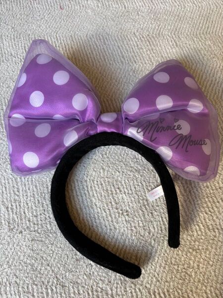 ディズニー Disney ミニーマウス リボンカチューシャ パープル
