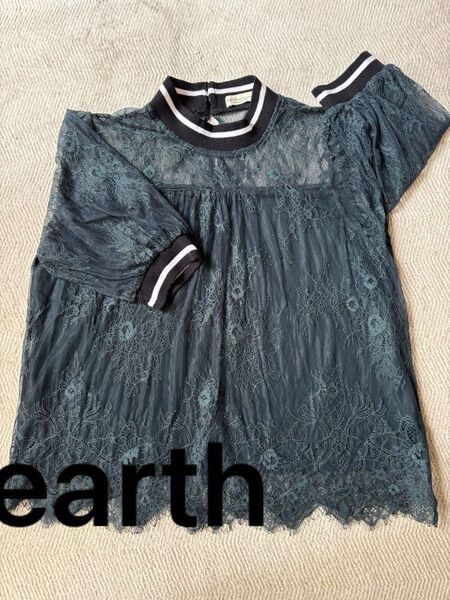 earth総レースプルオーバー 半袖 トップス レーストップス 半袖プルオーバー earthプルオーバー
