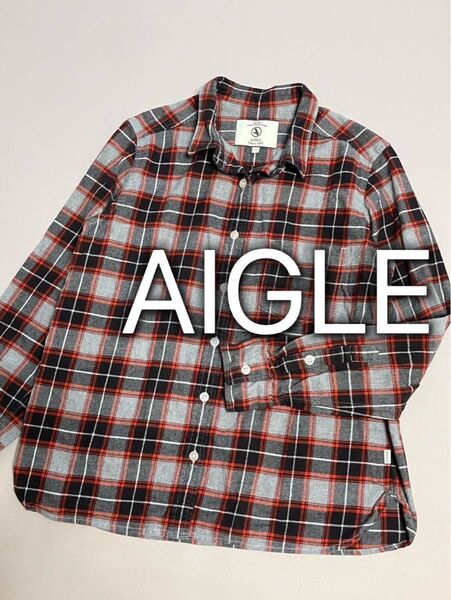 AIGLE エーグル チェック 長袖シャツ S