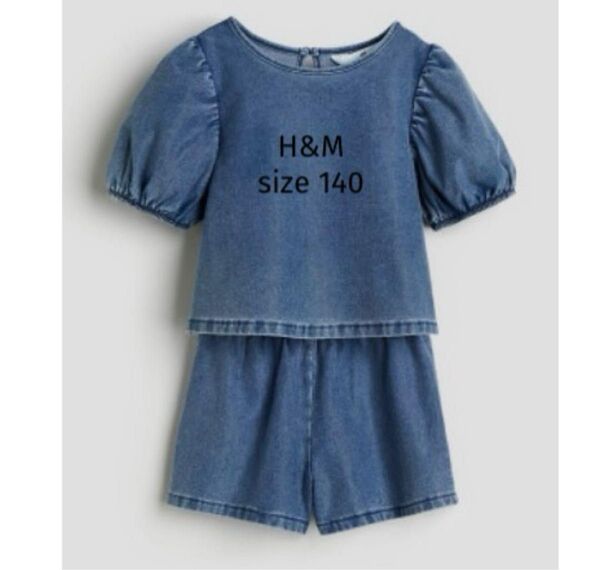 H&M ガールズ セットアップ デニム ショートパンツ チュニック
