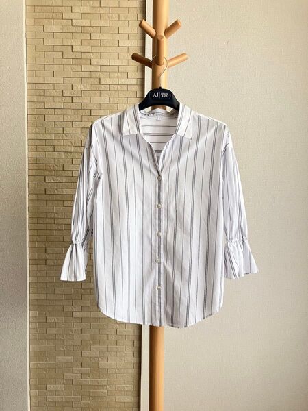 UNTITLED アンタイトル 七分袖 ストライプ シャツ