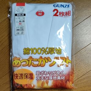 GUNZE 綿100% 厚地 あったかインナー 長袖U首 M 2枚組