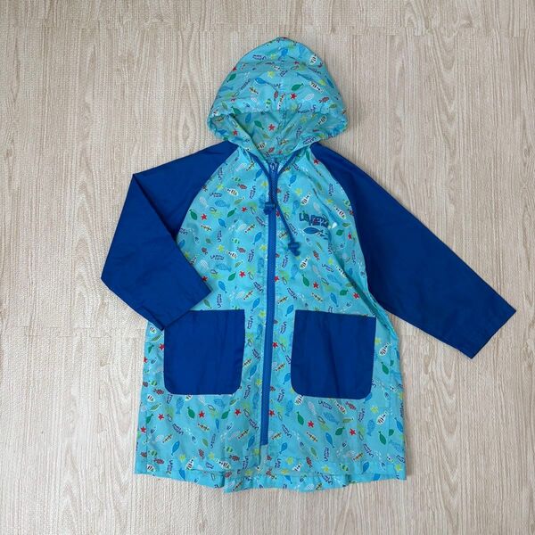 Lapetty a loup 魚柄 フィッシュ 雨具 レインコート アウター 男の子 110 梅雨