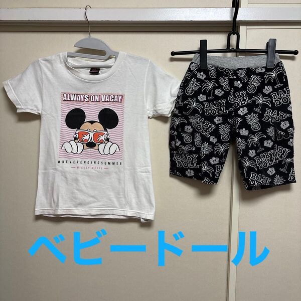 BABY DOLL ベビードール ディズニー ミッキーマウス 半袖Tシャツ 130㎝ トロピカル ハーフパンツ 120cm セット
