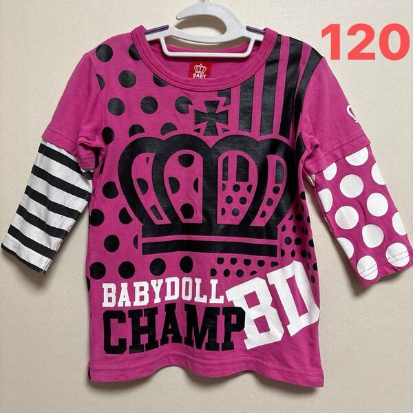 BABYDOLL ベビードール 七分袖Tシャツ 120 ピンク 女の子 Tシャツ