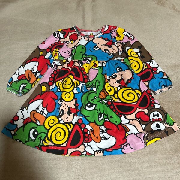 HYSTERIC MINI 総柄 長袖 ワンピース M(80-90cm)