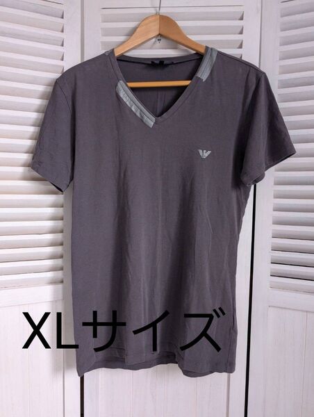 エンポリオアルマーニ グレー Vネック Tシャツ XLサイズ 半袖Tシャツ トップス カットソー Tシャツ