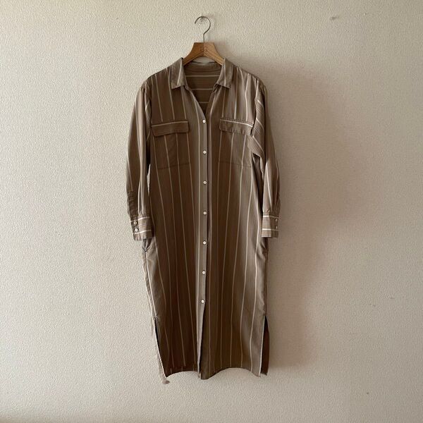 United arrows ユナイテッドアローズ ストライプワンピース 長袖 ロング