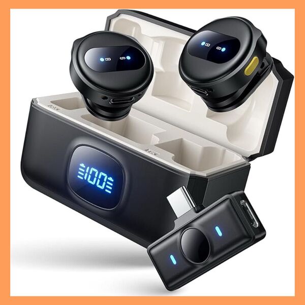 ピンマイク ワイヤレス iPhone/iPad/Android/PC対応 2人同時使用 瞬時接続 360°集音 Vedcpel
