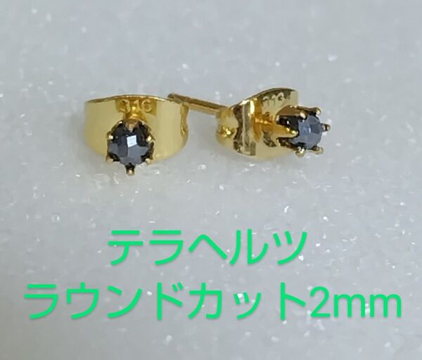 テラヘルツラウンドカット2mm316Lゴールドピアス