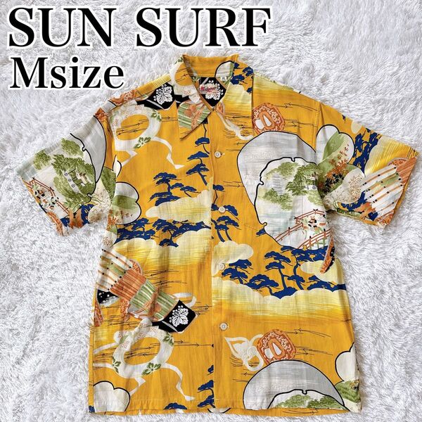 SUN SURF サンサーフ アロハシャツ 総柄 和柄 半袖 レーヨン SAMURAI THE BATTLEFIELD 合戦
