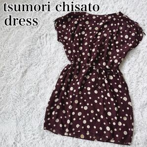 ツモリチサトドレス 猫ドットワンピース チュニック シフォン シルク100% tsumori chisato dress