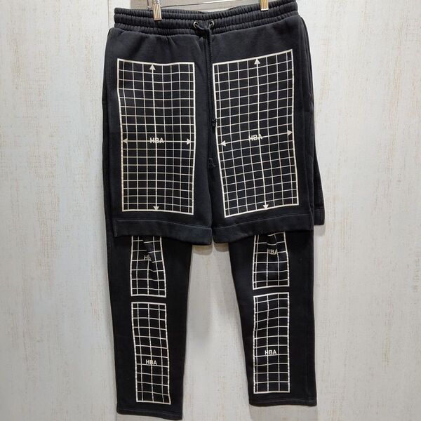 HOOD BY AIR フッドバイエアー BLACK GRID PANTS Mサイズ HBA スウェットパンツ