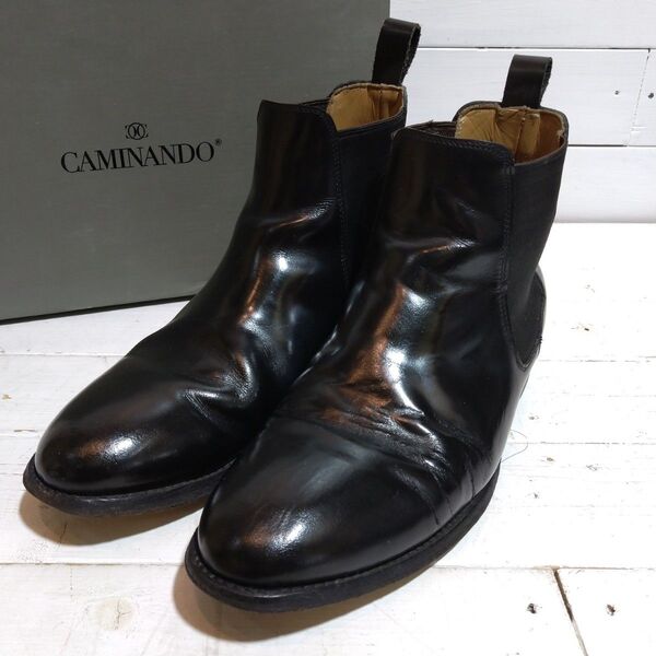 【難あり】CAMINANDO カミナンド サイドゴアブーツ レザーブーツ ブラック