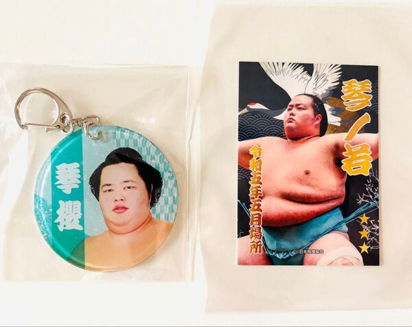 大相撲ガチャ 琴櫻関やわらかクリアチャーム & ステッカー 五月場所 匿名配送 キーホルダー