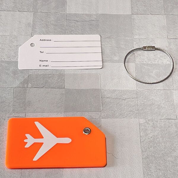 飛行機デザイン ネームタグ 荷物タグ シリコン オレンジ