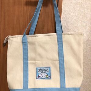 新品未使用 シナモロール キャンバスショルダーバッグ トートバッグ 帆布 ジッパー付き