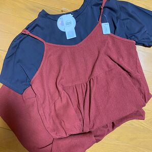 新品タグ付き!2点セット アンサンブル ジュネママン Tシャツ+キャミワンピース