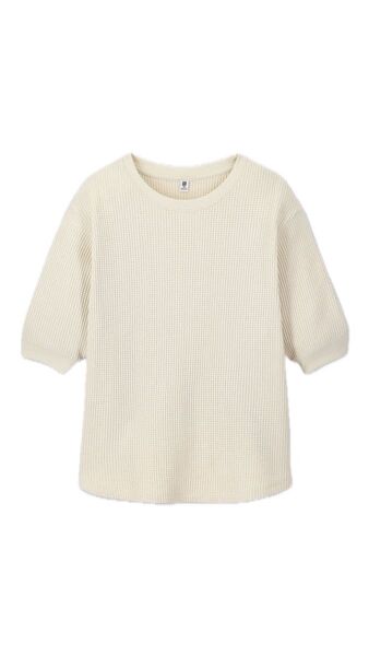 ユニクロ ガールズ ワッフルクルーネックT 5分袖 150