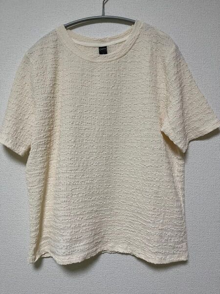 SHEIN トップス 半袖 ポコポコ生地 オフホワイト〜ベージュ系 XL
