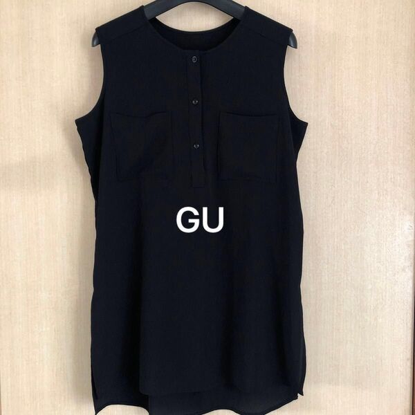 GU ヘンリーネックノースリーシアーシャツ チュニック ブラック L