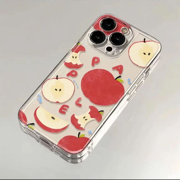 リンゴ柄 iPhone14 ケース クリア