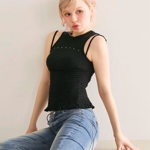 アンドマリー Ami shirring logo tops andmary