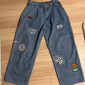 YoungerSong×MAHAGRID ワッペンデニムワイドパンツ