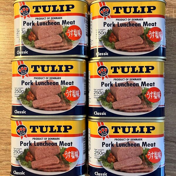チューリップポーク ポークランチョンミート うす塩味 Pork TULIP 6缶セット 新品 ポーク 沖縄 ランチョンミート 缶詰