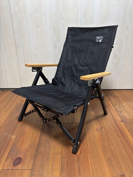 CAPTAIN STAG アウトドアチェア ローチェア 3段階リクライニング機能 収納バッグ付き 背面ポケット付 ブラックキャンプ