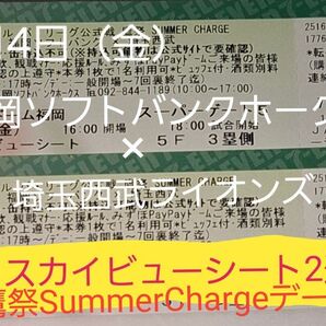 7月4日(金)福岡ソフトバンクホークス×埼玉西武ライオンズ戦 JAL スカイビューシートAブロック2連番