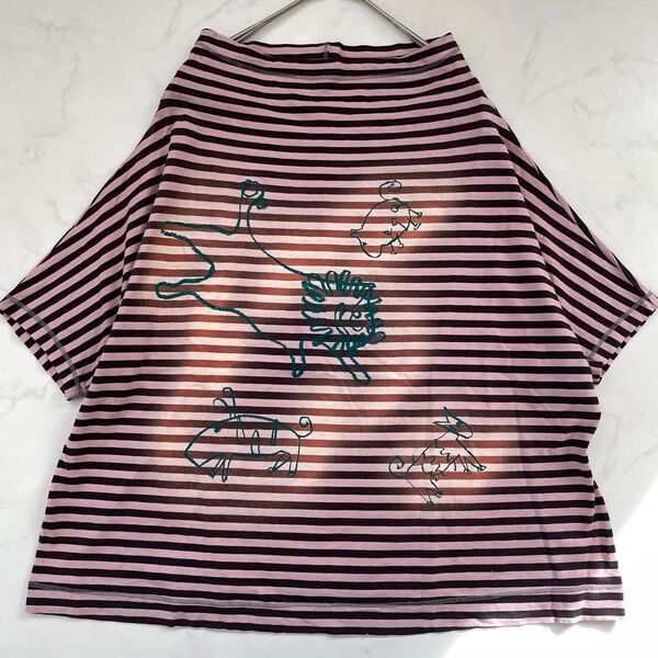 【美品】センソユニコ cube-cube ボーダー カットソー Tシャツ チュニック ゆったり