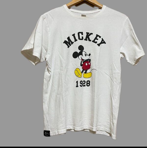ミッキーマウス ホワイトTシャツ /L Tシャツ 半袖 半袖Tシャツ 白 古着 L ホワイト プリント